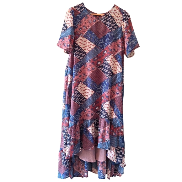 Melloday Patchwork Boho Hippie Casual Mini Dress Size Large - Picture 3 of 12